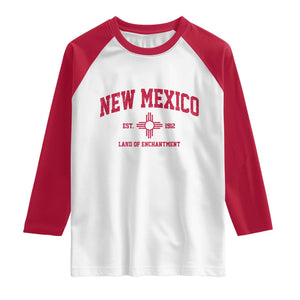 Vintage New Mexico Flag Zia Sun Souvenir Raglan Shirt TS14 White Red Print Your Wear