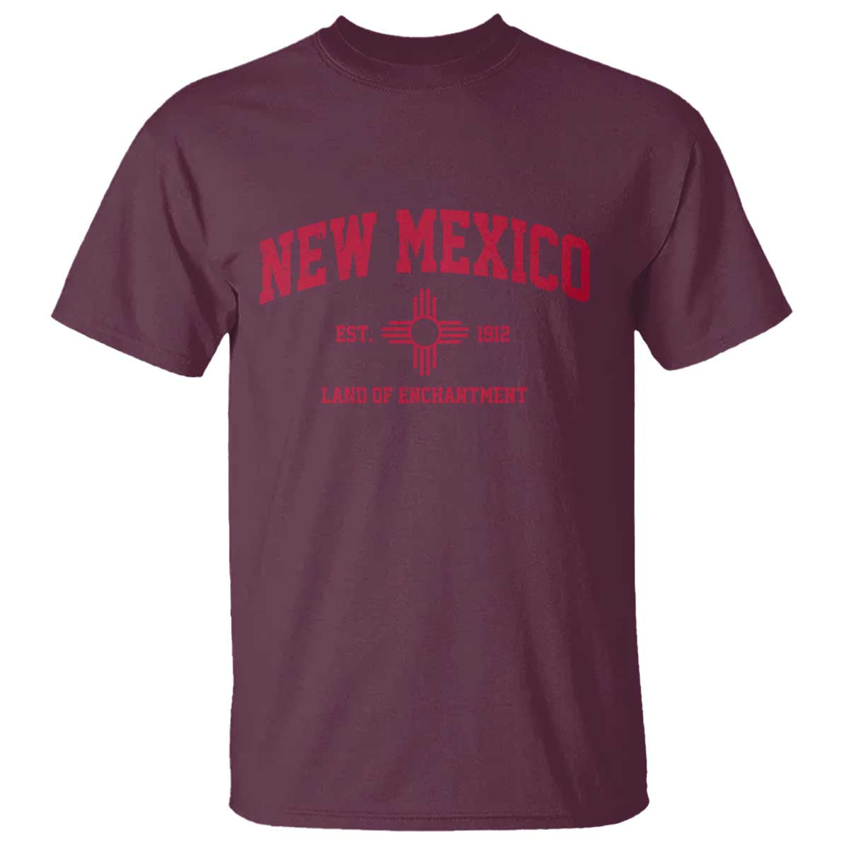 Vintage New Mexico Flag Zia Sun Souvenir T Shirt TS14 Maroon Print Your Wear