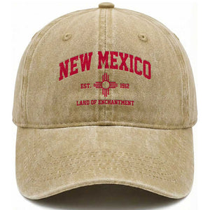 Vintage New Mexico Flag Zia Sun Souvenir Washed Cotton Baseball Cap TS14 Print Your Wear