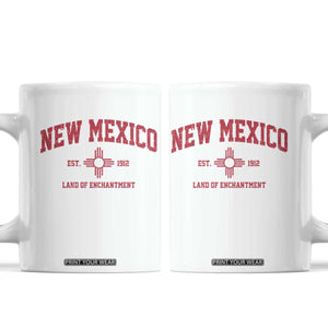 Vintage New Mexico Flag Zia Sun Souvenir Coffee Mug TS14 White Print Your Wear