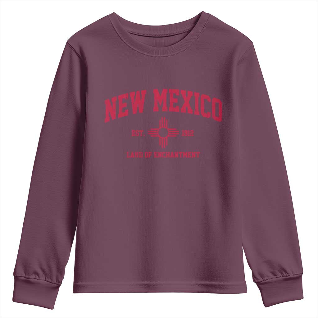 Vintage New Mexico Flag Zia Sun Souvenir Youth Sweatshirt TS14 Maroon Print Your Wear