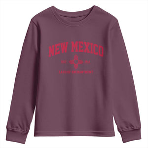 Vintage New Mexico Flag Zia Sun Souvenir Youth Sweatshirt TS14 Maroon Print Your Wear
