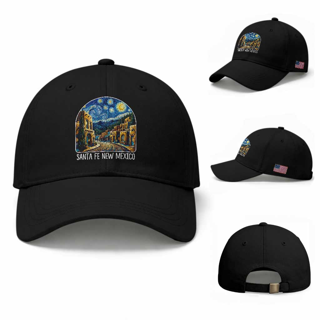Santa Fe New Mexico Starry Night Style Baseball Cap TS14 Baseball Cap Universal Fit Black Print Your Wear