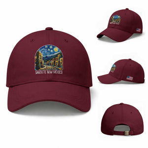 Santa Fe New Mexico Starry Night Style Baseball Cap TS14 Baseball Cap Universal Fit Maroon Print Your Wear