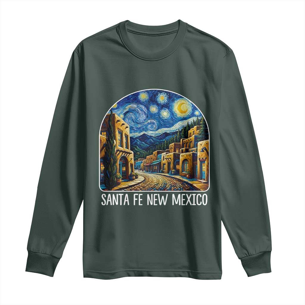 Santa Fe New Mexico Starry Night Style Long Sleeve Shirt TS14 Dark Forest Green Print Your Wear