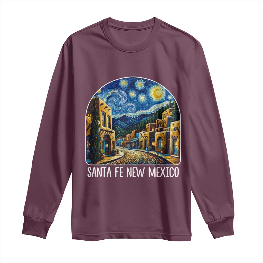Santa Fe New Mexico Starry Night Style Long Sleeve Shirt TS14 Maroon Print Your Wear
