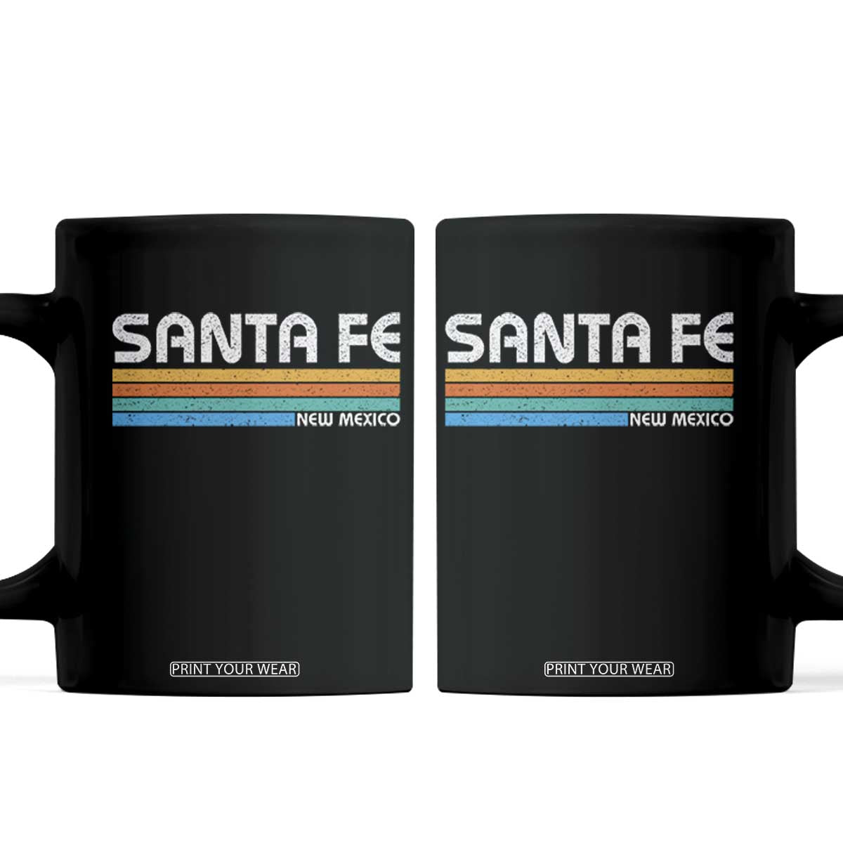 Retro Santa Fe New Mexico Distressed Souvenir Coffee Mug TS14 Black Print Your Wear