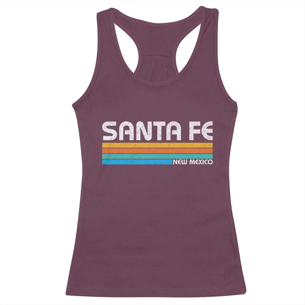Retro Santa Fe New Mexico Distressed Souvenir Racerback Tank Top TS14 Maroon Print Your Wear