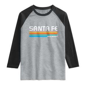 Retro Santa Fe New Mexico Distressed Souvenir Raglan Shirt TS14 Heather Gray Black Print Your Wear