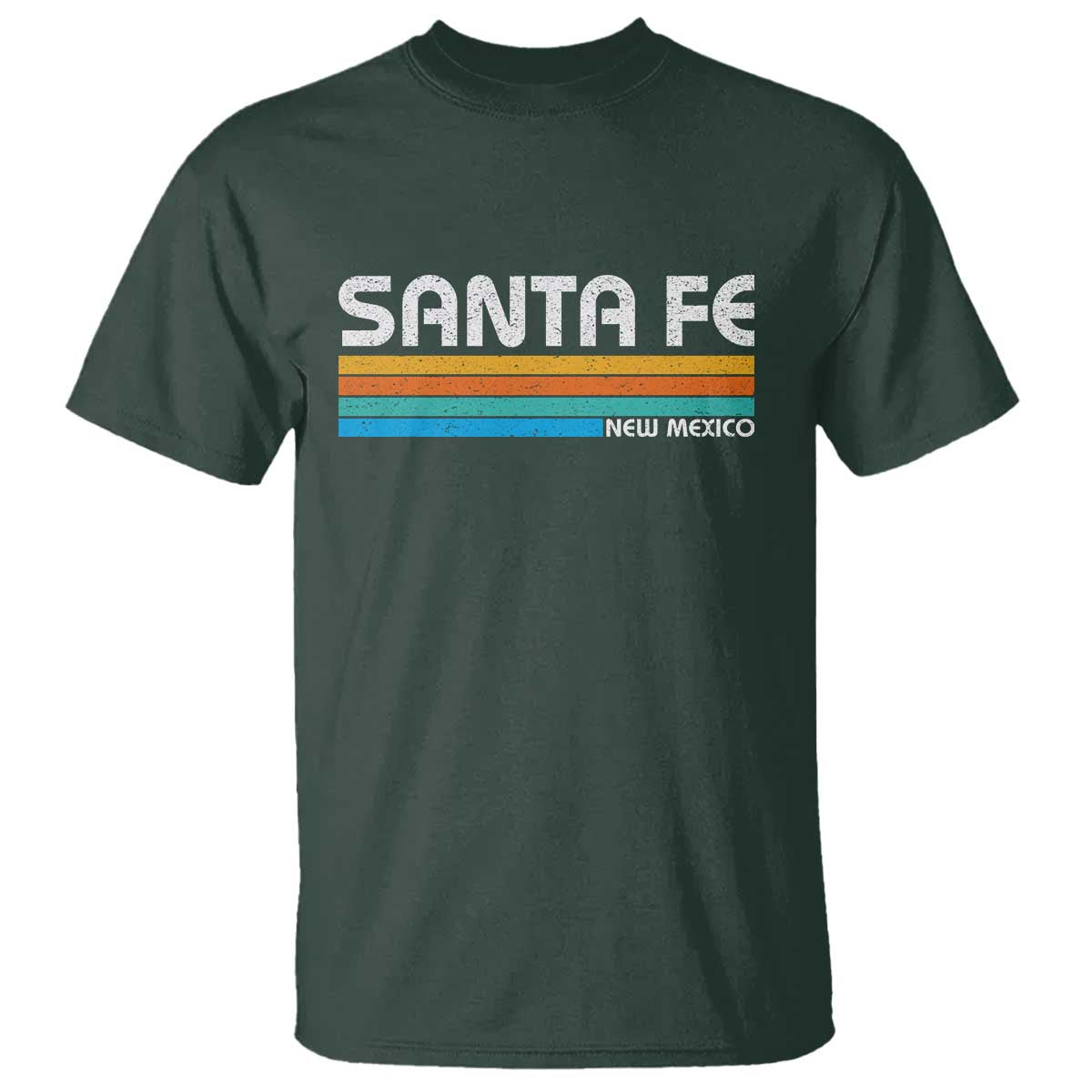 Retro Santa Fe New Mexico Distressed Souvenir T Shirt TS14 Dark Forest Green Print Your Wear