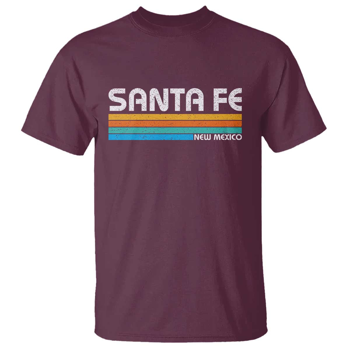 Retro Santa Fe New Mexico Distressed Souvenir T Shirt TS14 Maroon Print Your Wear