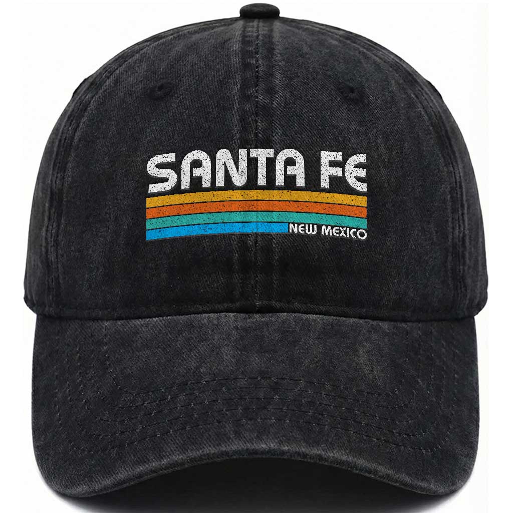 Retro Santa Fe New Mexico Distressed Souvenir Washed Cotton Baseball Cap TS14 Print Your Wear