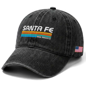 Retro Santa Fe New Mexico Distressed Souvenir Washed Cotton Baseball Cap TS14 Print Your Wear