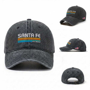Retro Santa Fe New Mexico Distressed Souvenir Washed Cotton Baseball Cap TS14 Washed Cap Universal Fit Dark Gray Print Your Wear