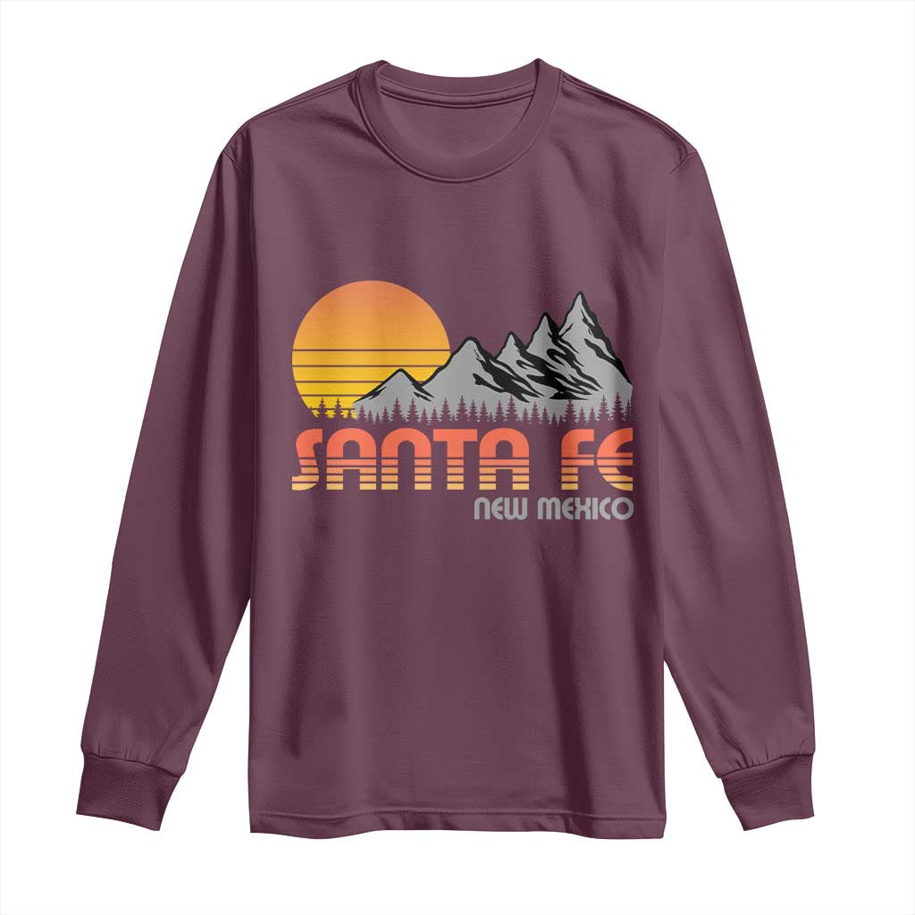 Retro Santa Fe New Mexico Mountain Southwest Long Sleeve Shirt TS14 Maroon Print Your Wear