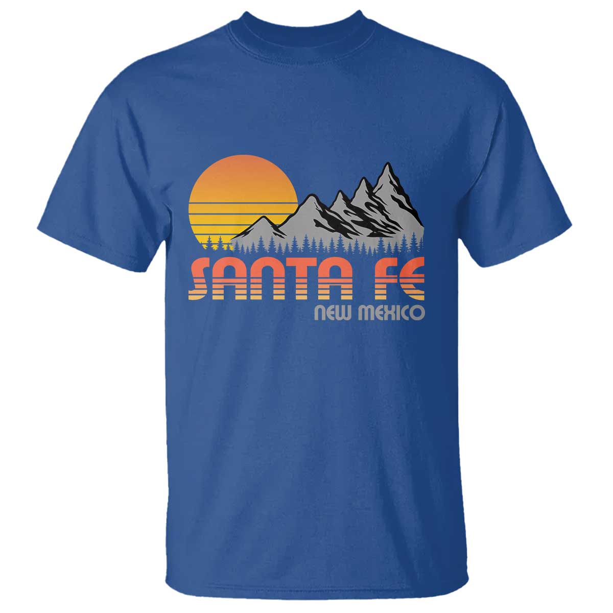 Retro Santa Fe New Mexico Mountain Southwest T Shirt TS14 Royal Blue Print Your Wear