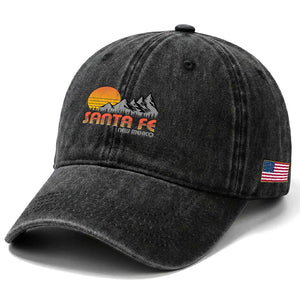 Retro Santa Fe New Mexico Mountain Southwest Washed Cotton Baseball Cap TS14 Print Your Wear