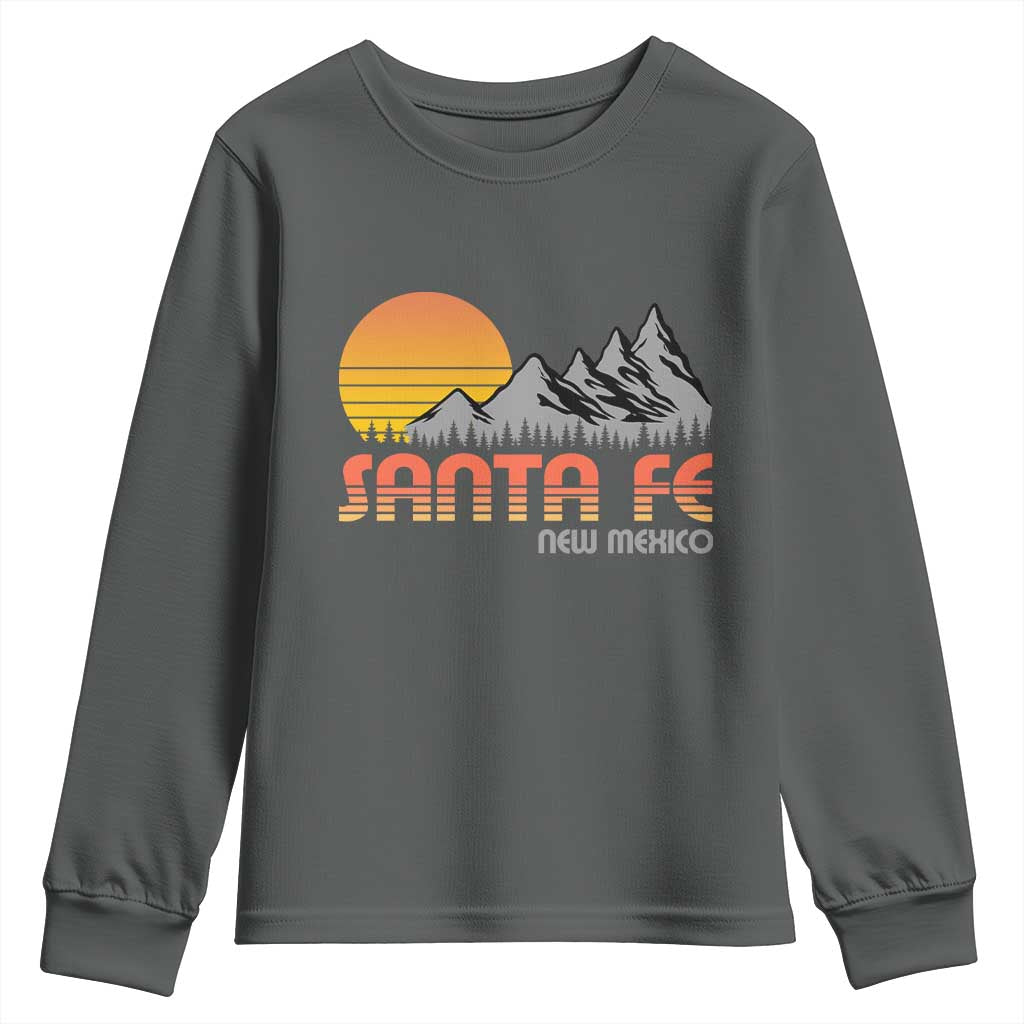 Retro Santa Fe New Mexico Mountain Southwest Youth Sweatshirt TS14 Dark Heather Print Your Wear
