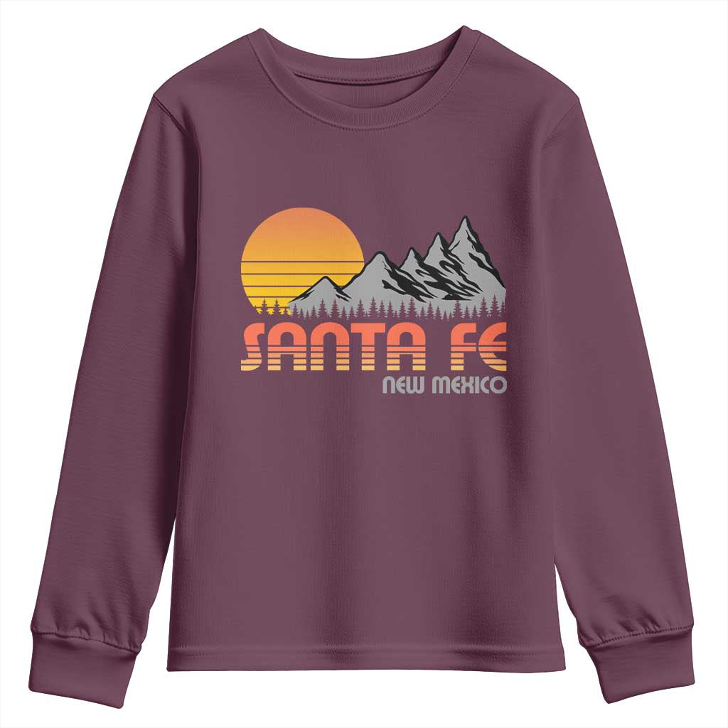 Retro Santa Fe New Mexico Mountain Southwest Youth Sweatshirt TS14 Maroon Print Your Wear