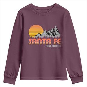 Retro Santa Fe New Mexico Mountain Southwest Youth Sweatshirt TS14 Maroon Print Your Wear