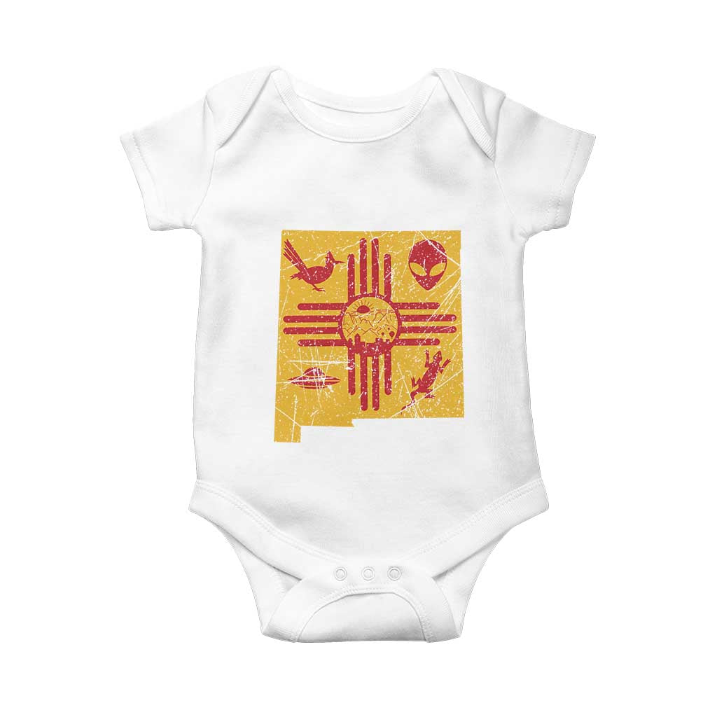 New Mexico State Map Zia Symbol Famous Icons Baby Onesie TS14 White Print Your Wear