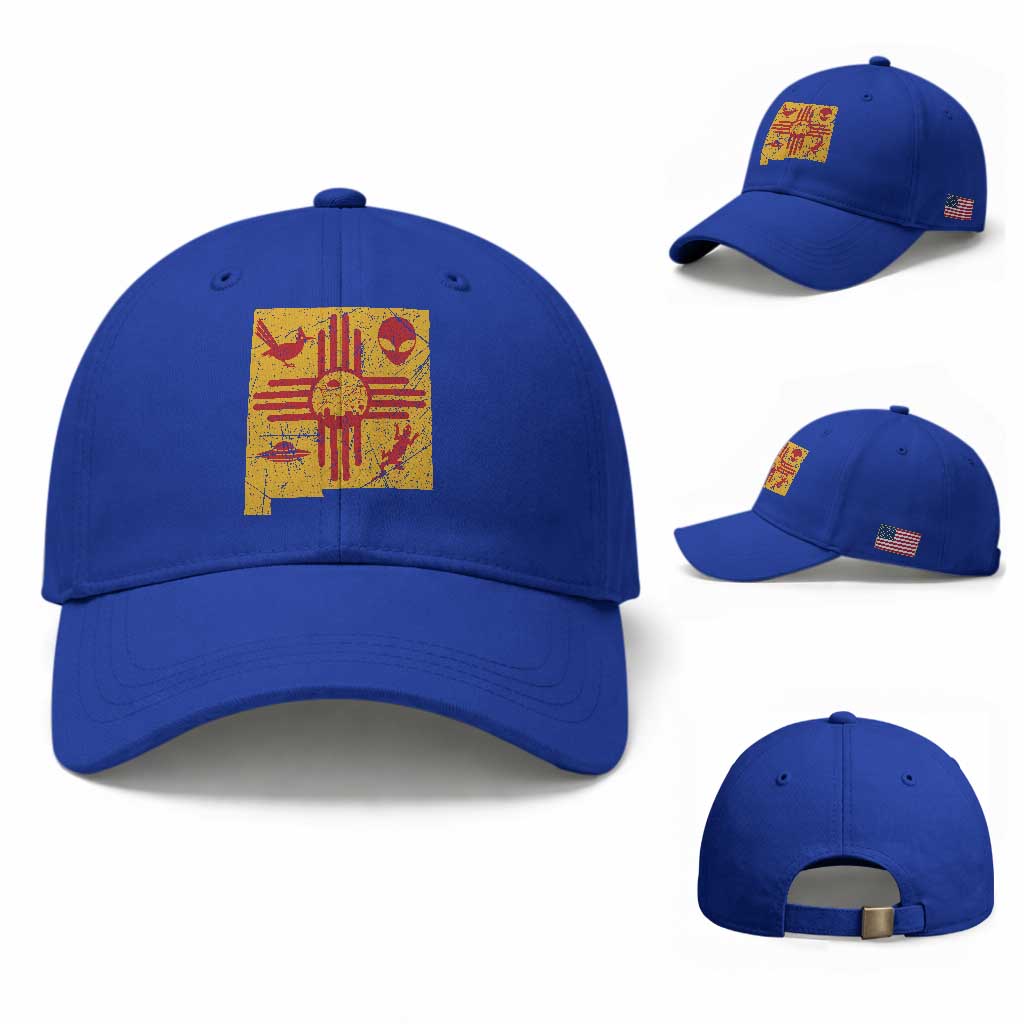 New Mexico State Map Zia Symbol Famous Icons Baseball Cap TS14 Baseball Cap Universal Fit Royal Blue Print Your Wear