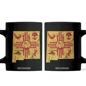 New Mexico State Map Zia Symbol Famous Icons Coffee Mug TS14 Black Print Your Wear