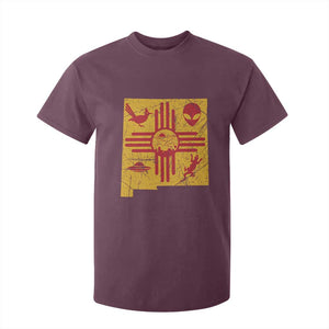 New Mexico State Map Zia Symbol Famous Icons T Shirt For Kid TS14 Maroon Print Your Wear