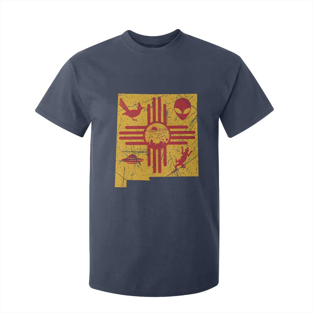New Mexico State Map Zia Symbol Famous Icons T Shirt For Kid TS14 Navy Print Your Wear
