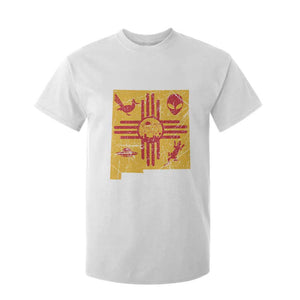 New Mexico State Map Zia Symbol Famous Icons T Shirt For Kid TS14 White Print Your Wear