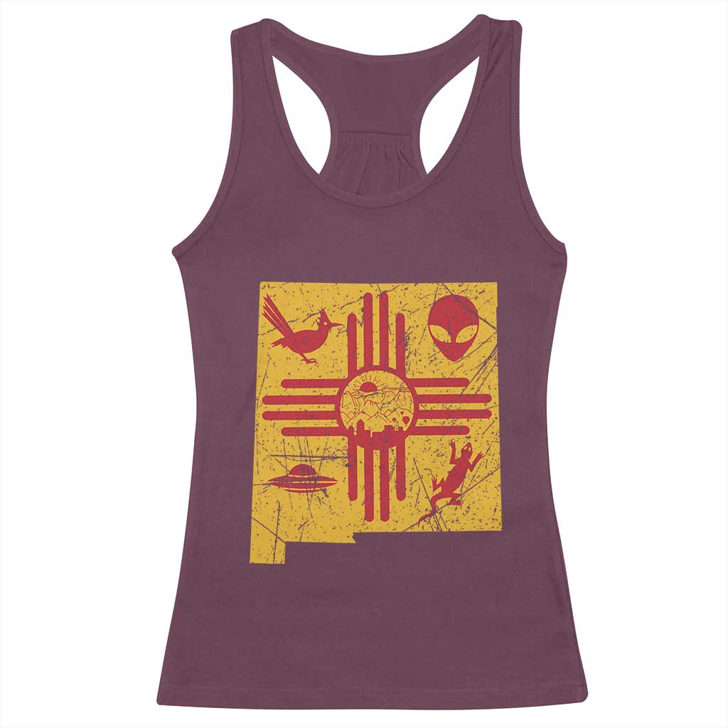 New Mexico State Map Zia Symbol Famous Icons Racerback Tank Top TS14 Maroon Print Your Wear