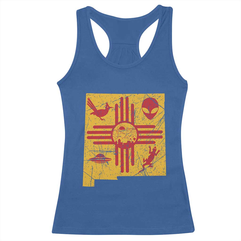 New Mexico State Map Zia Symbol Famous Icons Racerback Tank Top TS14 Royal Blue Print Your Wear