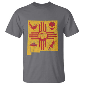 New Mexico State Map Zia Symbol Famous Icons T Shirt TS14 Charcoal Print Your Wear