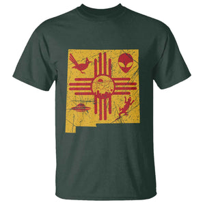 New Mexico State Map Zia Symbol Famous Icons T Shirt TS14 Dark Forest Green Print Your Wear