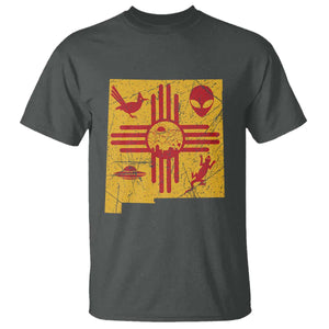 New Mexico State Map Zia Symbol Famous Icons T Shirt TS14 Dark Heather Print Your Wear