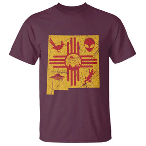 New Mexico State Map Zia Symbol Famous Icons T Shirt TS14 Maroon Print Your Wear
