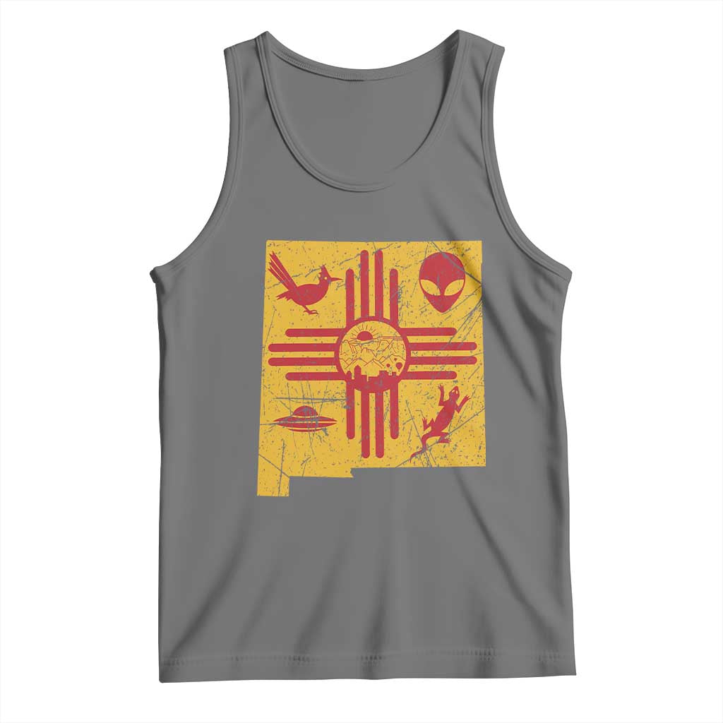New Mexico State Map Zia Symbol Famous Icons Tank Top TS14 Black Heather Print Your Wear