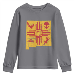 New Mexico State Map Zia Symbol Famous Icons Youth Sweatshirt TS14 Charcoal Print Your Wear