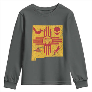 New Mexico State Map Zia Symbol Famous Icons Youth Sweatshirt TS14 Dark Heather Print Your Wear