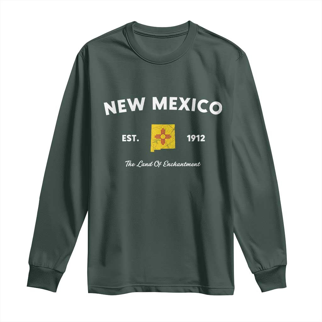 New Mexico Flag Map Zia Sun Souvenir Long Sleeve Shirt TS14 Dark Forest Green Print Your Wear