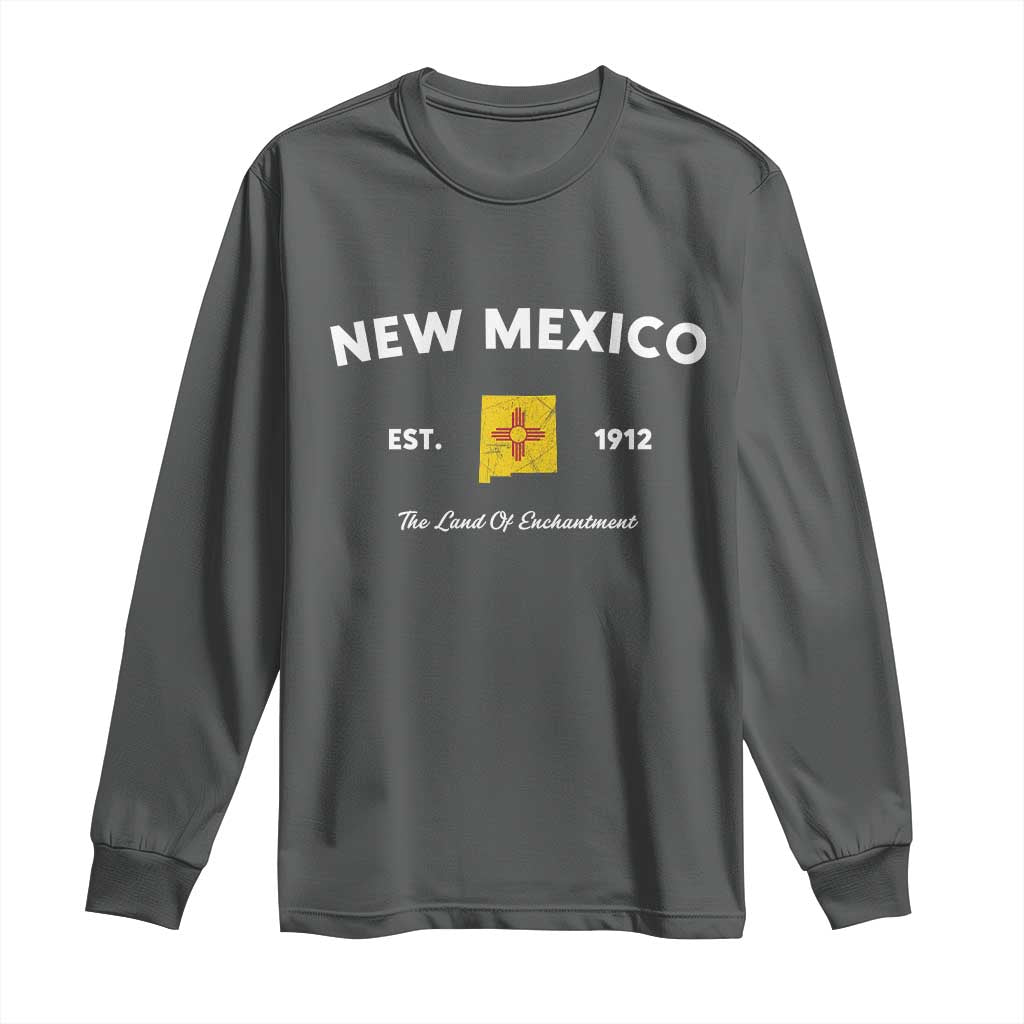 New Mexico Flag Map Zia Sun Souvenir Long Sleeve Shirt TS14 Dark Heather Print Your Wear