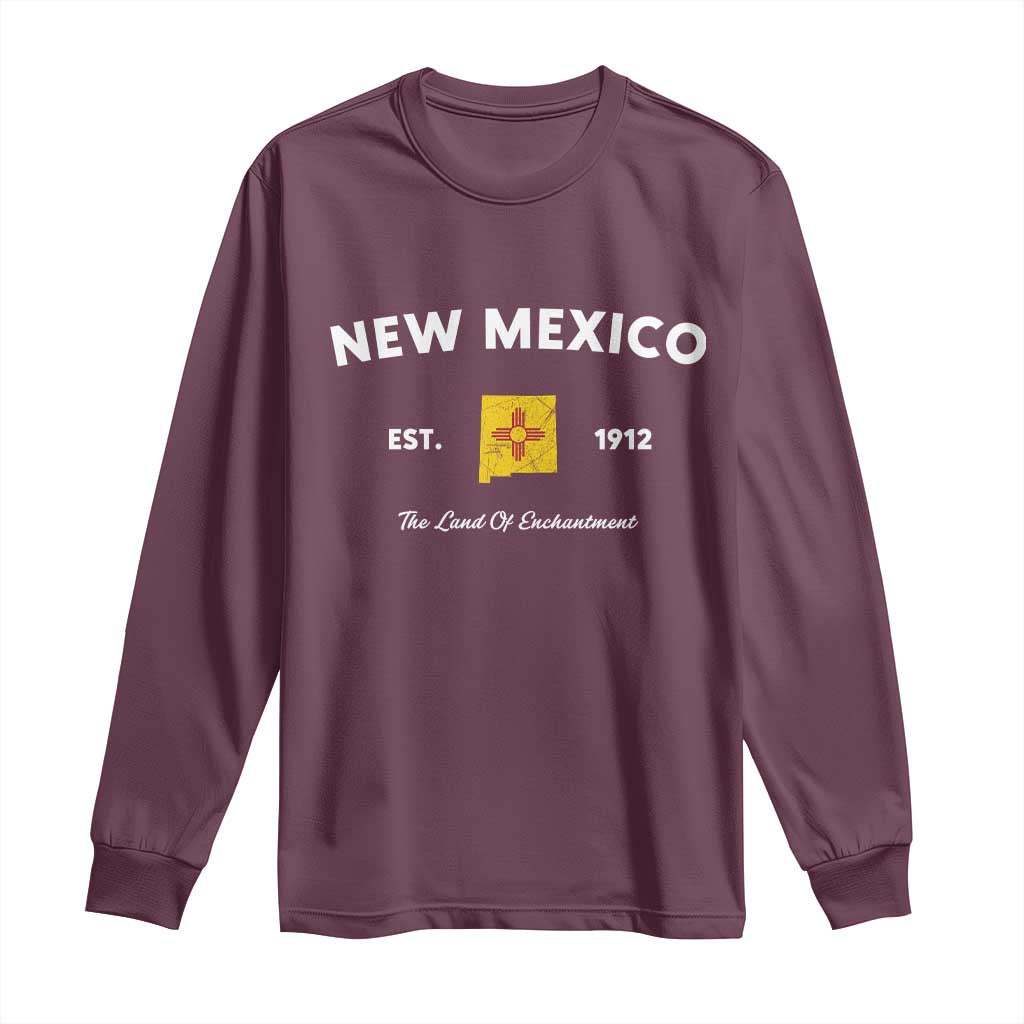 New Mexico Flag Map Zia Sun Souvenir Long Sleeve Shirt TS14 Maroon Print Your Wear
