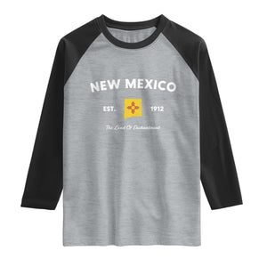 New Mexico Flag Map Zia Sun Souvenir Raglan Shirt TS14 Heather Gray Black Print Your Wear