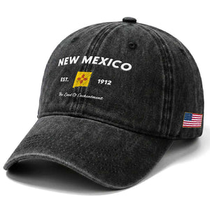 New Mexico Flag Map Zia Sun Souvenir Washed Cotton Baseball Cap TS14 Print Your Wear