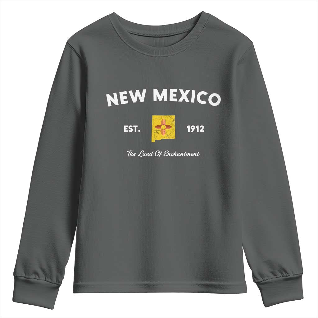 New Mexico Flag Map Zia Sun Souvenir Youth Sweatshirt TS14 Dark Heather Print Your Wear