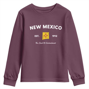 New Mexico Flag Map Zia Sun Souvenir Youth Sweatshirt TS14 Maroon Print Your Wear