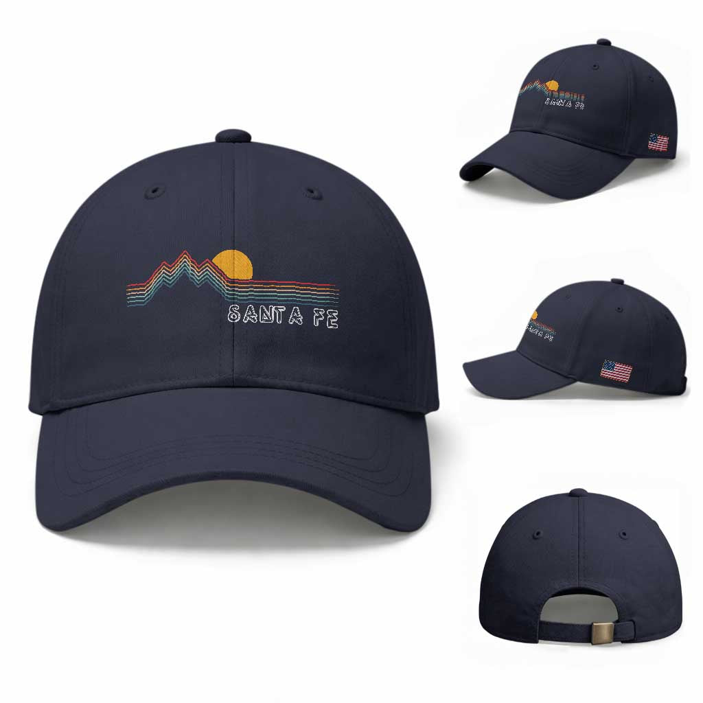 Retro Santa Fe New Mexico Baseball Cap TS14 Baseball Cap Universal Fit Navy Print Your Wear