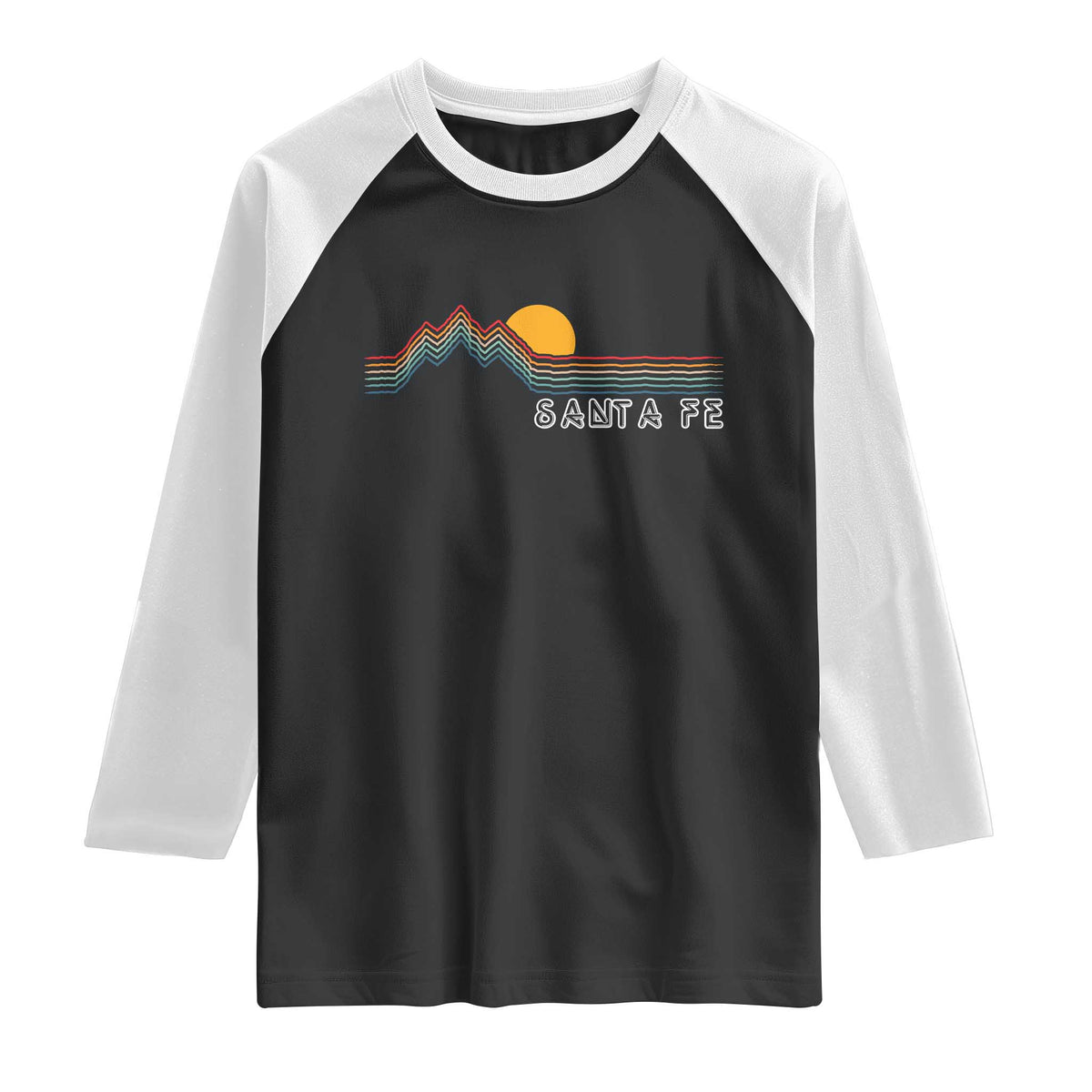 Retro Santa Fe New Mexico Raglan Shirt TS14 Black White Print Your Wear