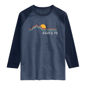 Retro Santa Fe New Mexico Raglan Shirt TS14 Heather Denim Navy Print Your Wear