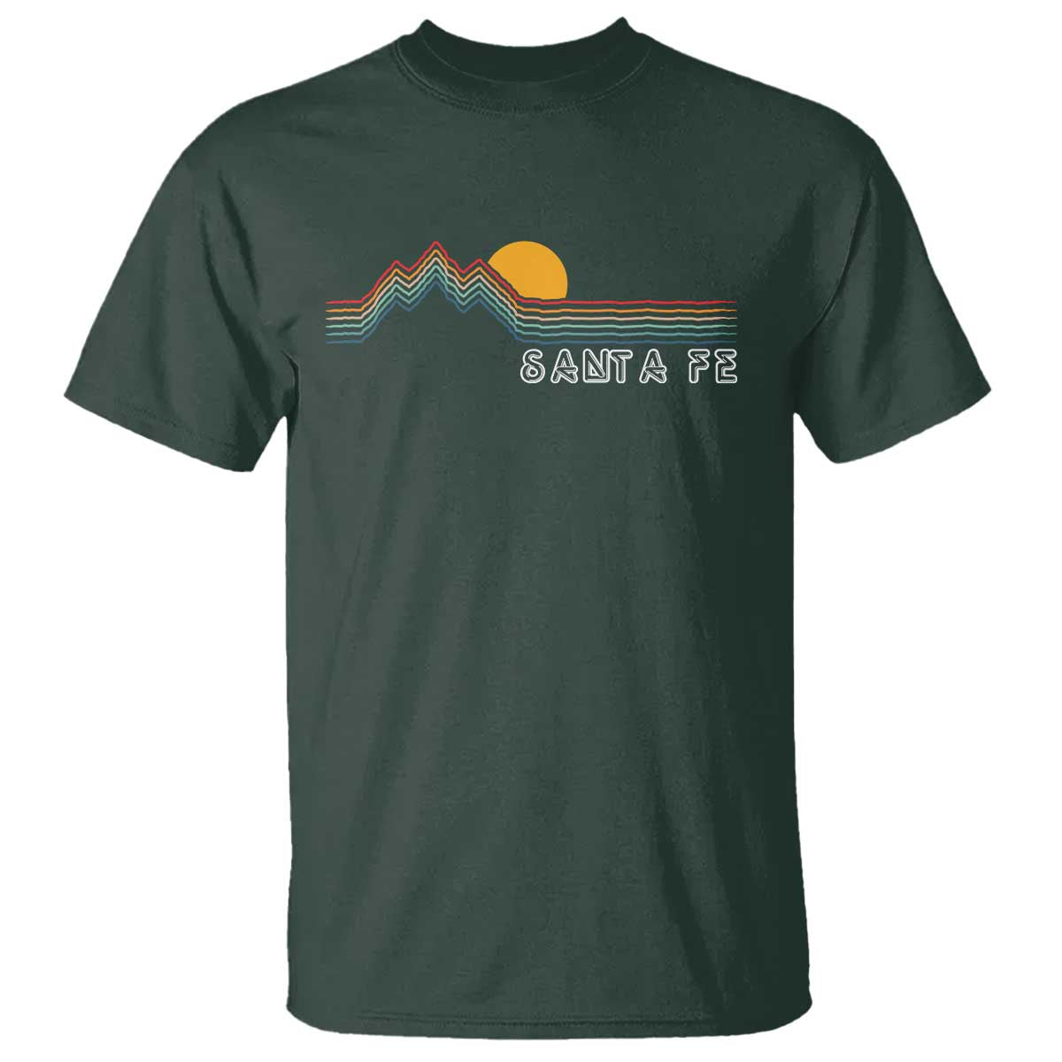 Retro Santa Fe New Mexico T Shirt TS14 Dark Forest Green Print Your Wear